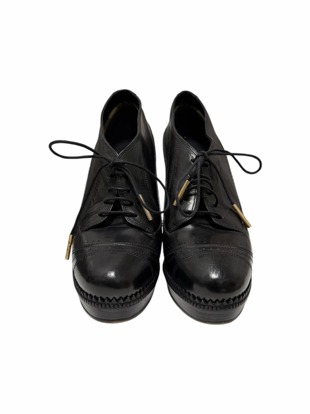 Burberry Solid Black Leather Upper High Heel